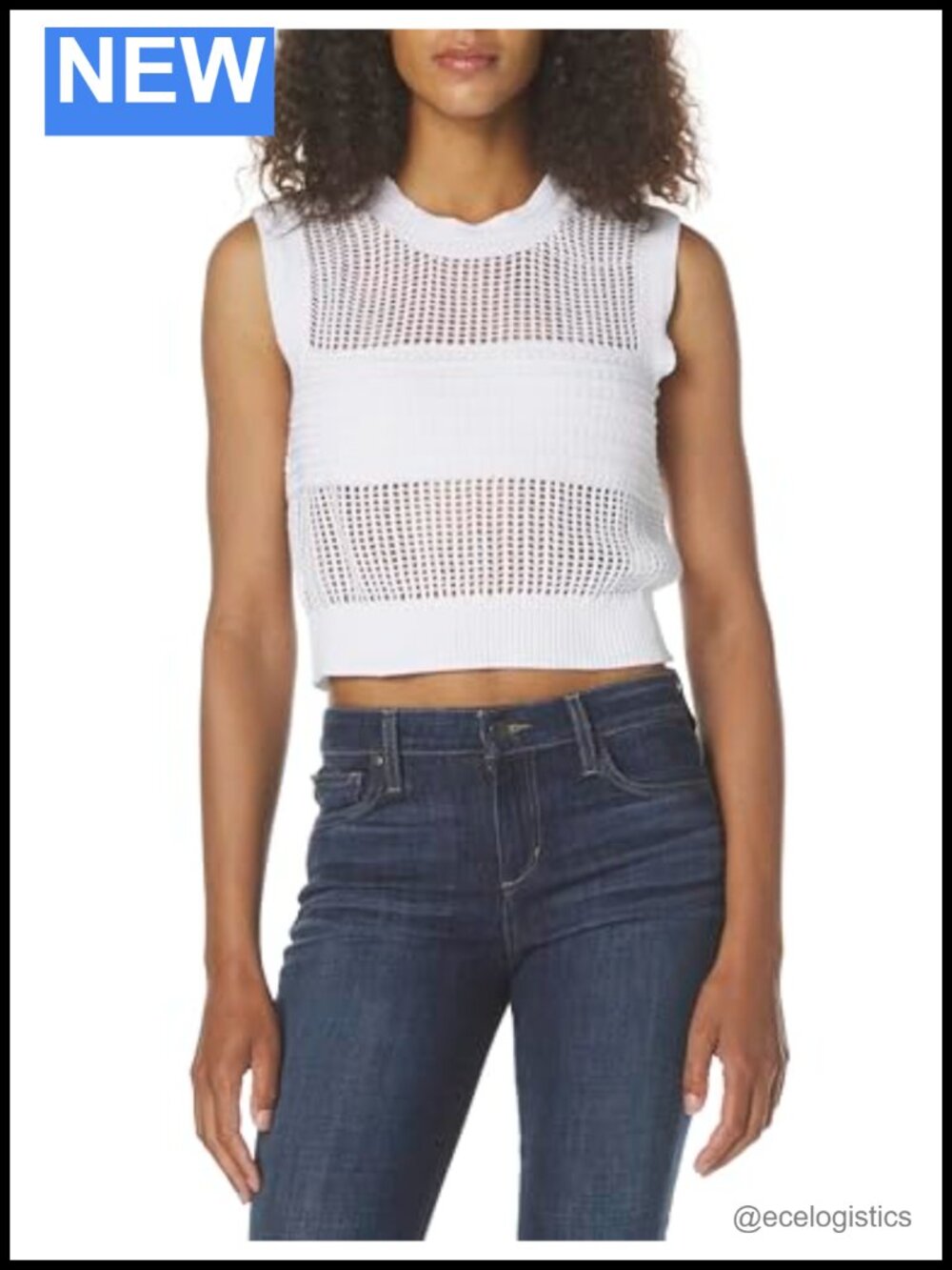 Sleeveless Knitted Crop Top, 100% Cotton, Pull On, Casual